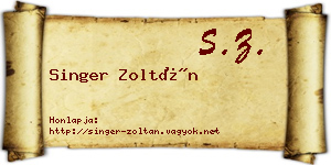 Singer Zoltán névjegykártya