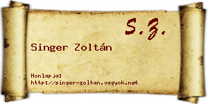 Singer Zoltán névjegykártya